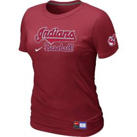 Wholesale Cheap Women\'s Nike Cleveland Indians Short Sleeve Practice T-Shirt Red