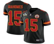 Wholesale Cheap Men's Kansas City Chiefs #15 Patrick Mahomes Black 2021 Super Bowl LV Vapor Untouchable Stitched Nike Limited NFL Jersey