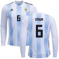 Wholesale Cheap Argentina #6 Insua Home Long Sleeves Kid Soccer Country Jersey