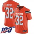 Wholesale Cheap Nike Browns #32 Jim Brown Orange Alternate Men's Stitched NFL 100th Season Vapor Limited Jersey