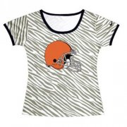 Wholesale Cheap Women's Cleveland Browns Sideline Legend Authentic Logo Zebra Stripes T-Shirt