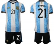 Cheap Men's Argentina #21 Dybala Maradona White Blue Home Soccer Jersey Suit