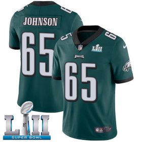 Wholesale Cheap Nike Eagles #65 Lane Johnson Midnight Green Team Color Super Bowl LII Men\'s Stitched NFL Vapor Untouchable Limited Jersey