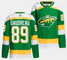 Cheap Men\'s Minnesota Wild #89 Frederick Gaudreau Green 2023-24 Stitched Jersey