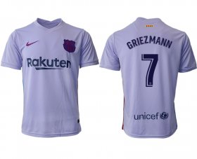 Wholesale Cheap Men 2021-2022 Club Barcelona away aaa version purple 7 Soccer Jerseys