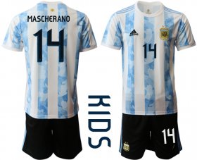 Wholesale Cheap Youth 2020-2021 Season National team Argentina home white 14 Soccer Jersey