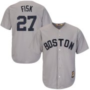 Wholesale Cheap Boston Red Sox #27 Carlton Fisk Majestic Cool Base Cooperstown Collection Player Jersey Gray