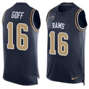 Wholesale Cheap Nike Rams #16 Jared Goff Navy Blue Team Color Men's Stitched NFL Limited Tank Top Jersey