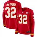 Wholesale Cheap Nike Chiefs #32 Tyrann Mathieu Red Team Color Women's Stitched NFL Limited Therma Long Sleeve Jersey