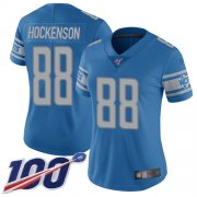 Wholesale Cheap Nike Lions #88 T.J. Hockenson Blue Team Color Women's Stitched NFL 100th Season Vapor Limited Jersey