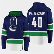 Wholesale Cheap Men's Vancouver Canucks #40 Elias Pettersson Blue All Stitched Sweatshirt Hoodie