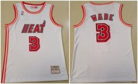 Wholesale Cheap Men\'s White Miami Heat #3 Dwyane Wade Throwback Stitched Basketball Jersey