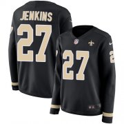 Wholesale Cheap Nike Saints #27 Malcolm Jenkins Black Team Color Women's Stitched NFL Limited Therma Long Sleeve Jersey