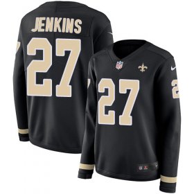 Wholesale Cheap Nike Saints #27 Malcolm Jenkins Black Team Color Women\'s Stitched NFL Limited Therma Long Sleeve Jersey