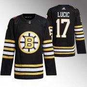 Cheap Men's Boston Bruins #17 Milan Lucic Black 100th Anniversary StitchedStitched Jersey