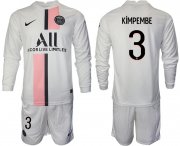 Wholesale Cheap Men 2021-2022 ClubParis Saint-Germainaway white Long Sleeve 3 Soccer Jersey