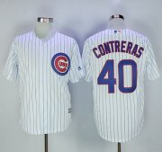 Wholesale Cheap Cubs #40 Willson Contreras White Strip New Cool Base Stitched MLB Jersey