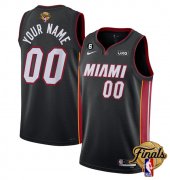 Wholesale Cheap Men's Miami Heat Active Player Custom Black 2023 Finals Icon Edition With NO.6 Patch Stitched Basketball Jersey