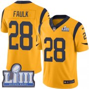 Wholesale Cheap Nike Rams #28 Marshall Faulk Gold Super Bowl LIII Bound Men's Stitched NFL Limited Rush Jersey
