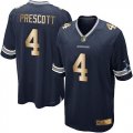 Wholesale Cheap Nike Cowboys #4 Dak Prescott Navy Blue Team Color Youth Stitched NFL Elite Gold Jersey