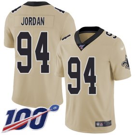 Wholesale Cheap Nike Saints #94 Cameron Jordan Gold Men\'s Stitched NFL Limited Inverted Legend 100th Season Jersey