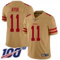 Wholesale Cheap Nike 49ers #11 Brandon Aiyuk Gold Men's Stitched NFL Limited Inverted Legend 100th Season Jersey