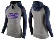 Wholesale Cheap Women's Nike New York Giants Performance Hoodie Grey & Dark Blue