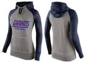 Wholesale Cheap Women\'s Nike New York Giants Performance Hoodie Grey & Dark Blue