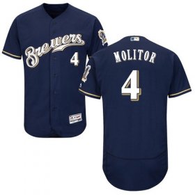 Wholesale Cheap Brewers #4 Paul Molitor Navy Blue Flexbase Authentic Collection Stitched MLB Jersey