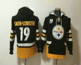 Wholesale Cheap Men\'s Pittsburgh Steelers #19 JuJu Smith-Schuster NEW Black Pocket Stitched NFL Pullover Hoodie