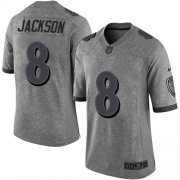 Wholesale Cheap Nike Ravens #8 Lamar Jackson Gray Men's Stitched NFL Limited Gridiron Gray Jersey
