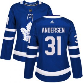 Wholesale Cheap Adidas Maple Leafs #31 Frederik Andersen Blue Home Authentic Women\'s Stitched NHL Jersey
