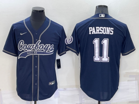 Wholesale Cheap Men\'s Dallas Cowboys #11 Micah Parsons Navy Blue Stitched Cool Base Nike Baseball Jersey