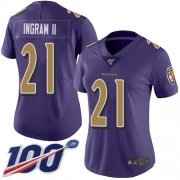 Wholesale Cheap Nike Ravens #21 Mark Ingram II Purple Women's Stitched NFL Limited Rush 100th Season Jersey