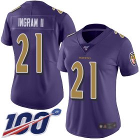 Wholesale Cheap Nike Ravens #21 Mark Ingram II Purple Women\'s Stitched NFL Limited Rush 100th Season Jersey