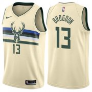 Wholesale Cheap Nike Milwaukee Bucks #13 Malcolm Brogdon Cream NBA Swingman City Edition Jersey