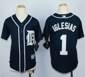 Wholesale Cheap Tigers #1 Jose Iglesias Navy Blue Cool Base Stitched Youth MLB Jersey