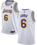 Wholesale Cheap Men's Los Angeles Lakers #6 LeBron James White Stitched Basketball Jersey
