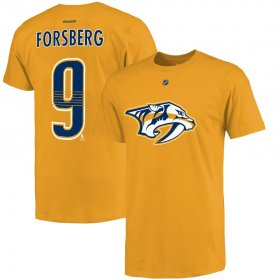 Wholesale Cheap Nashville Predators #9 Filip Forsberg Reebok Name and Number T-Shirt Gold