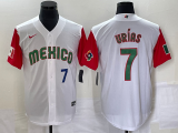 Wholesale Cheap Men's Mexico Baseball #7 Julio Urias Number 2023 White Red World Classic Stitched Jersey49