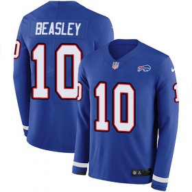 Wholesale Cheap Nike Bills #10 Cole Beasley Royal Blue Team Color Men\'s Stitched NFL Limited Therma Long Sleeve Jersey