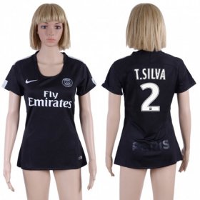 Wholesale Cheap Women\'s Paris Saint-Germain #2 T.Silva Sec Away Soccer Club Jersey