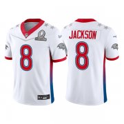 Wholesale Cheap Men's Baltimore Ravens #8 Lamar Jackson 2022 White AFC Pro Bowl Stitched Jersey
