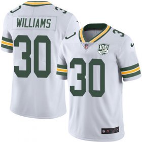 Wholesale Cheap Nike Packers #30 Jamaal Williams White Men\'s 100th Season Stitched NFL Vapor Untouchable Limited Jersey
