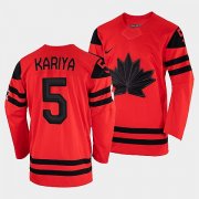 Wholesale Cheap Men's Canada Hockey Paul Kariya Red 2022 Winter Olympic #5 Gold Winner Jersey