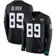 Wholesale Cheap Nike Jaguars #89 Josh Oliver Black Team Color Men's Stitched NFL Limited Therma Long Sleeve Jersey