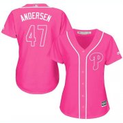Wholesale Cheap Phillies #47 Larry Andersen Pink Fashion Women's Stitched MLB Jersey