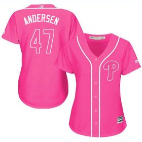 Wholesale Cheap Phillies #47 Larry Andersen Pink Fashion Women\'s Stitched MLB Jersey