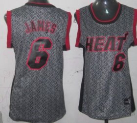 Wholesale Cheap Miami Heat #6 LeBron James Gray Static Fashion Womens Jersey