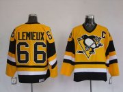 Wholesale Cheap Penguins #66 Mario Lemieux Stitched Yellow Mitchell&Ness NHL Jersey